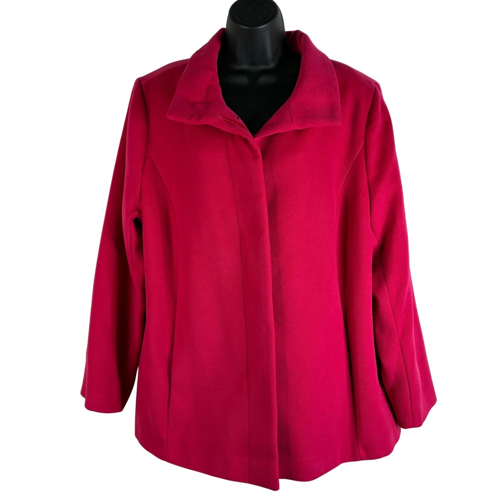 Lands End Women's Jacket Size 16W Hot Pink Collar Button Front Casual‎ Outerwear